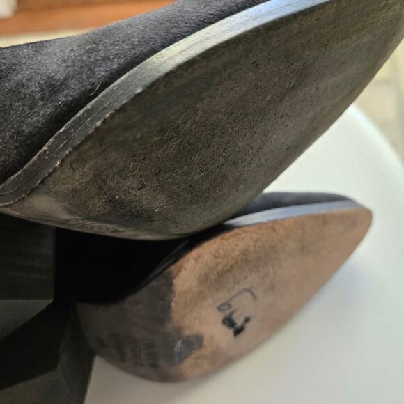 Eileen Fisher "Hawk" Black Suede Pump with Stacked Chunky Heel, Size 9.5 - Picture 8 of 10